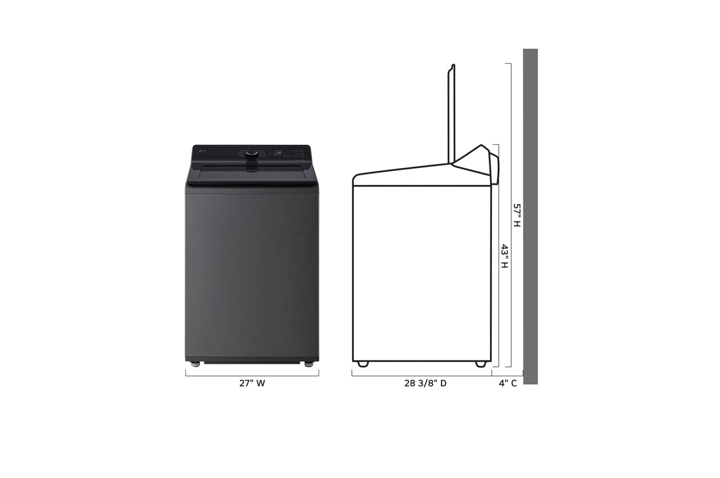 Lg WT8205CL 4.8 Cu. Ft. Mega Capacity Smart Top Load Washer With 4-Way® Agitator, Easyunload™ & Ai Sensing