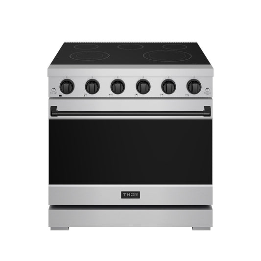 Thor Kitchen RSE36PBLK 36 Inch Professional Electric Range In Stainless Steel/Black Gordon Ramsay Series