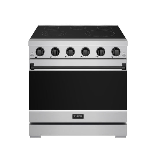 Thor Kitchen RSE36PBLK 36 Inch Professional Electric Range In Stainless Steel/Black Gordon Ramsay Series