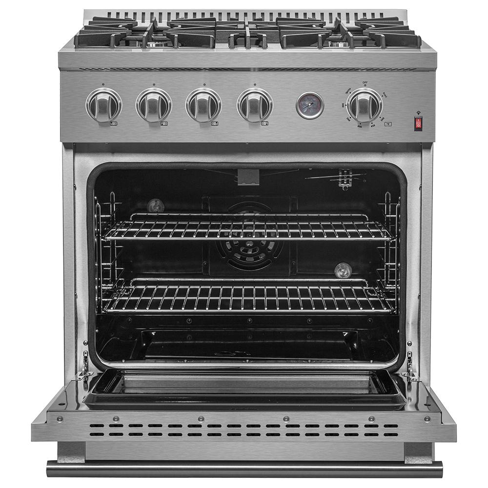 Forno FFSGS627730 Marco 30-Inch Gas Range Stainless Steel, 4 Burners 37,000 Btu, 4.32 Cu.Ft. Convection Oven
