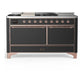 Ilve UM60FSQNR3MGPLP Ilve Um60Fsqnr3Mgplp Majestic Iii 60 Inch Dual Fuel Range With 7 Burners, Griddle And French Top, Dual Function Burner With Up To 25,000 Btu (Liquid Propane, Solid Door, Graphite Matte, Copper)