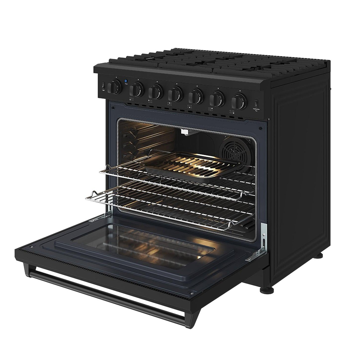 Thor Kitchen LRG3601UB 36 Inch Professional Gas Range In Black