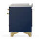 Ilve UM48FSQNR3MBG Ilve Um48Fsqnr3Mbg Majestic Iii 48 Inch Dual Fuel Range With 5 Black Brass Burners, Griddle And French Top, Dual Function Burner Up To 25,000 Btu (Natural Gas, Solid Door, Midnight Blue, Brass)