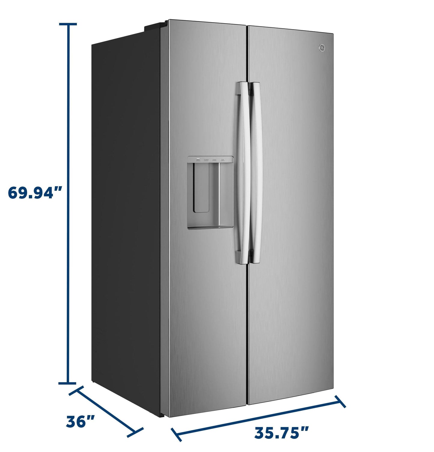 Ge Appliances GSS28NYYFS Ge® 27.9 Cu. Ft. Side-By-Side Refrigerator With Extra Tall Dispenser And In-Door Icemaker