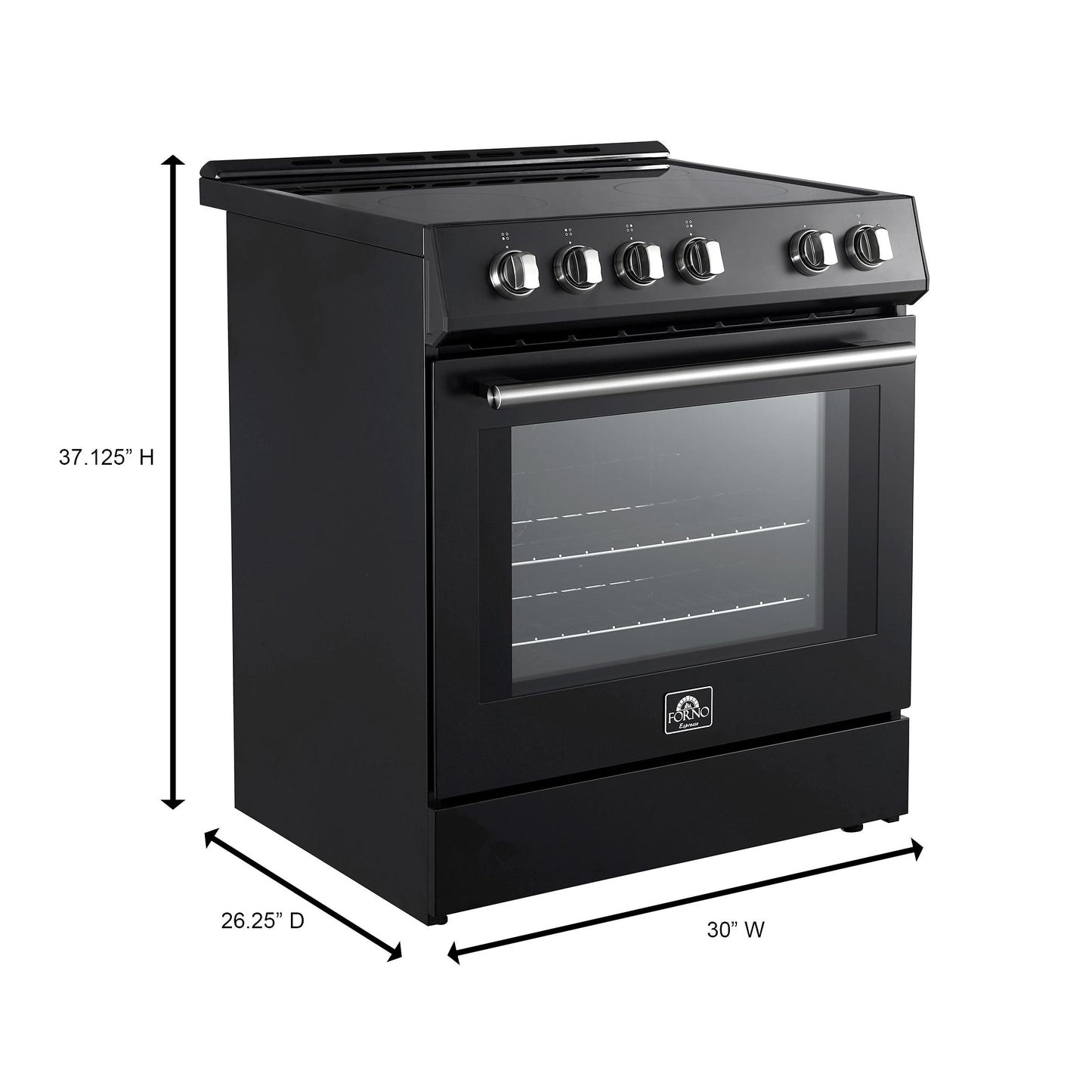 Forno FFSIN098230BLK Forno Leonardo Espresso 30-Inch Slide-In Black Induction Range, Convection Oven, 5 Cooking Zones, Touch Control Panel