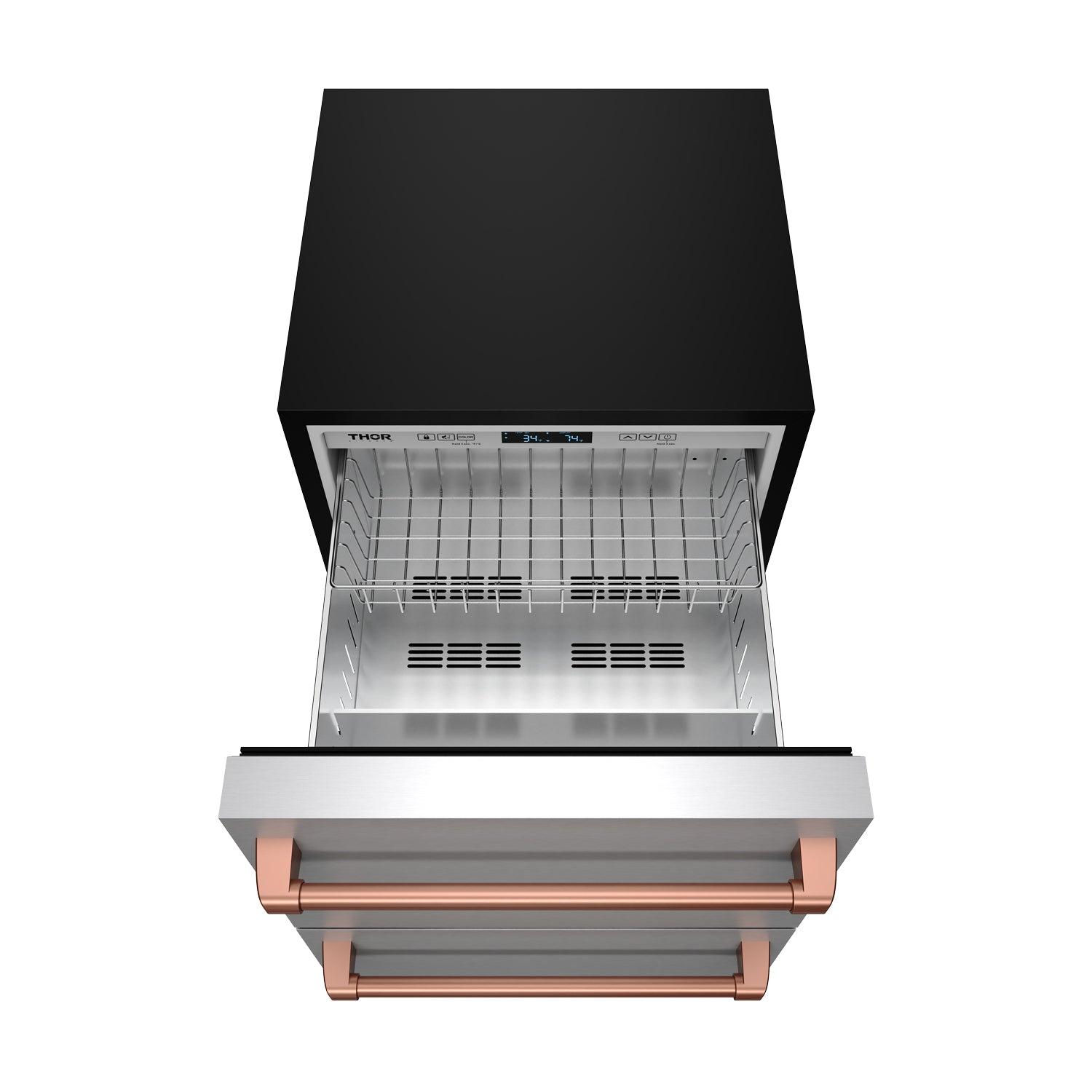 Thor Kitchen RF24URSG 24 Inch Undercounter Built-In Or Freestanding Drawer Refrigerator - Stainless Steel/Rose Gold Gordon Ramsay Series