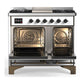 Ilve UMD40FNR3WHBLP Ilve Umd40Fnr3Whblp Majestic Iii 40 Inch Dual Fuel Range With 6 Burners And Griddle, Dual Function Burner Up To 25,000 Btu (Liquid Propane, Triple Glass Door, White, Burnished)