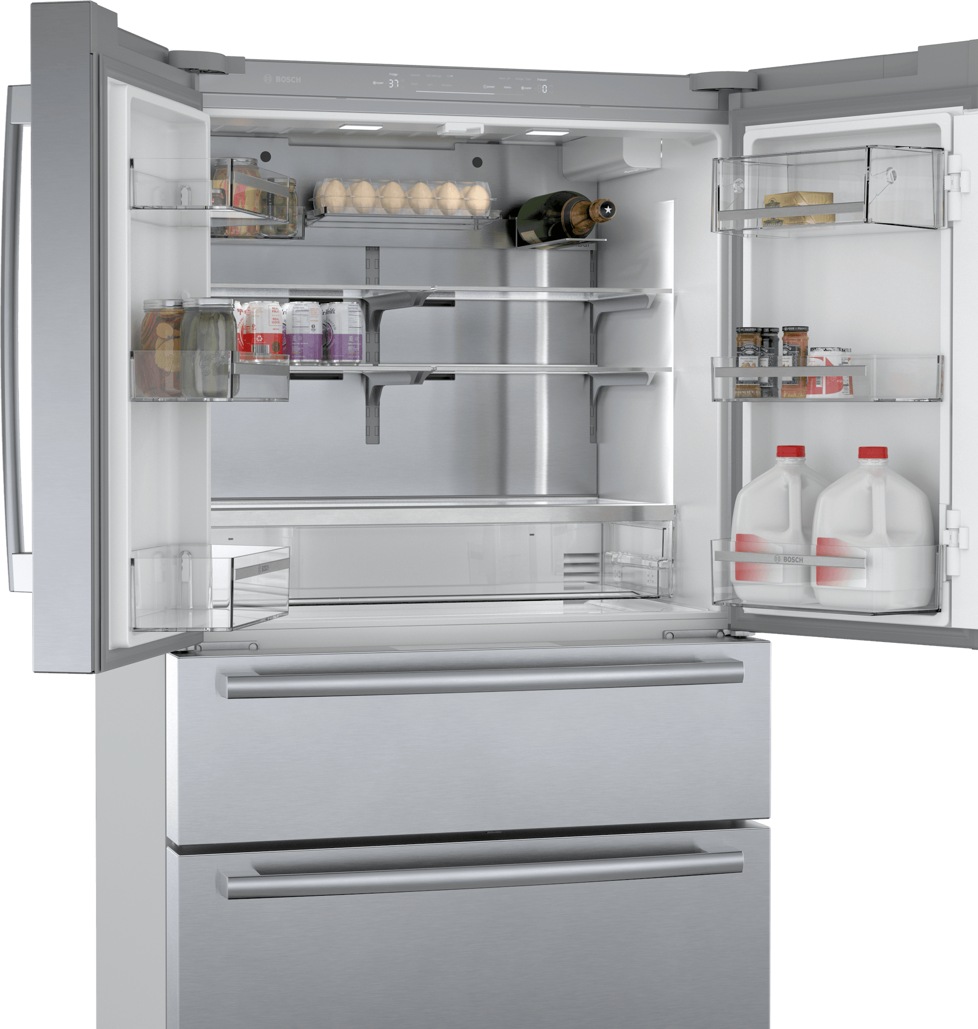 Bosch B36CL84SNS 800 Series, French Door Bottom Freezer, Multi Door, 36'', Brushed Steel (With Anti-Fingerprint)