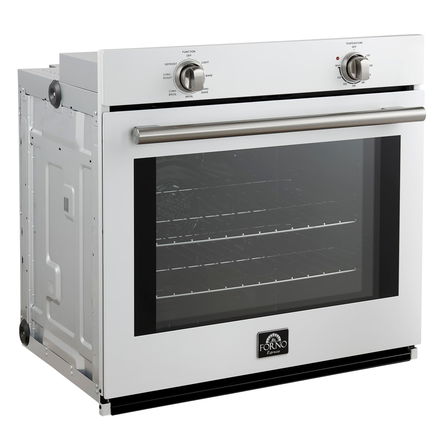 Forno FBOEL137030WHT Forno Vomero 30-Inch Wall Oven, White, 5 Cu.Ft Capacity, 3550 Watts Convection, Mechanical Controls, Manuel Steam Clean