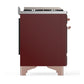 Ilve UM48FSQNR3BUPLP Ilve Um48Fsqnr3Buplp Majestic Iii 48 Inch Dual Fuel Range With 5 Black Brass Burners, Griddle And French Top, Dual Function Burner Up To 25,000 Btu (Liquid Propane, Solid Door, Burgundy, Copper)
