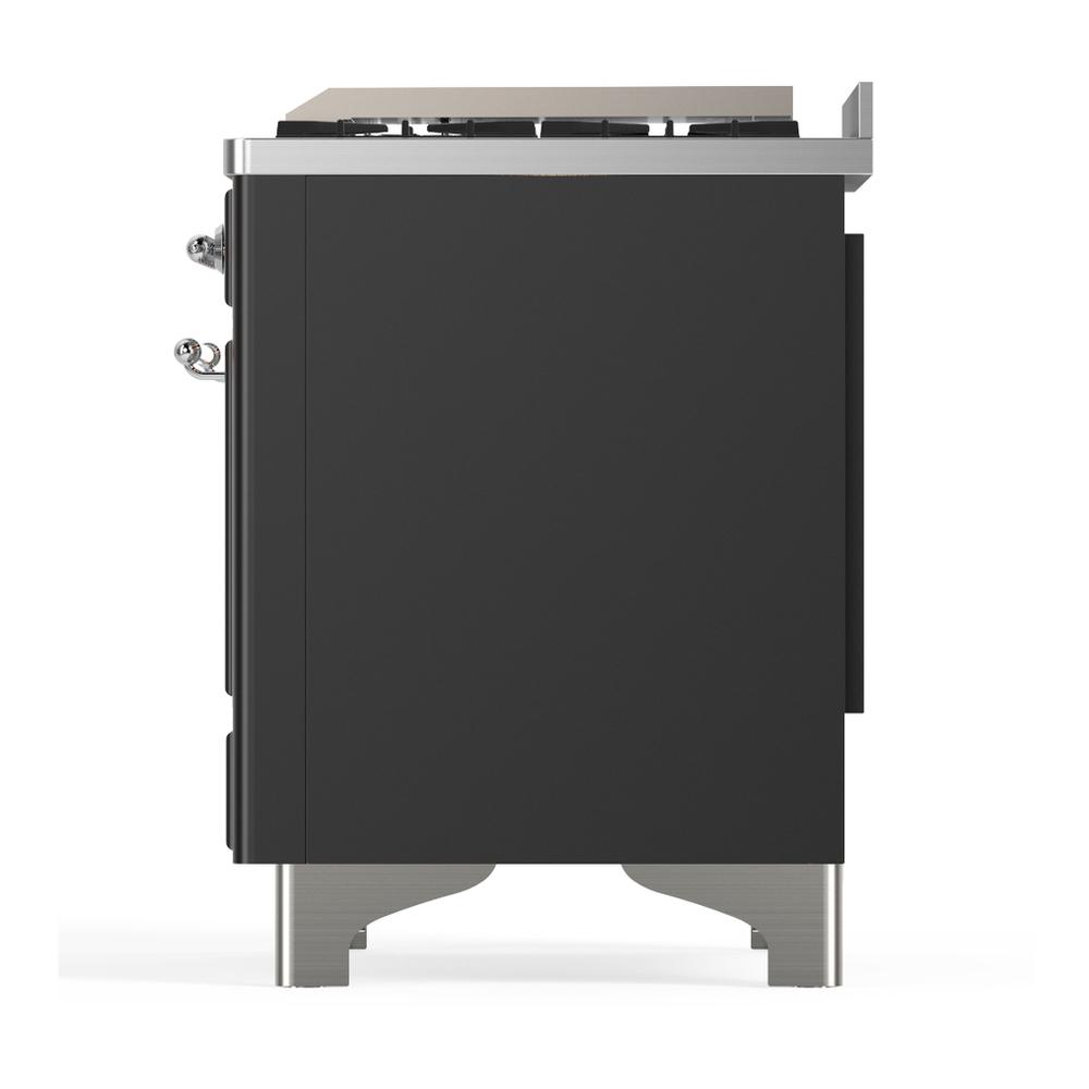 Ilve UMD40FNR3MGCLP Ilve Umd40Fnr3Mgclp Majestic Iii 40 Inch Dual Fuel Range With 6 Burners And Griddle, Dual Function Burner Up To 25,000 Btu (Liquid Propane, Triple Glass Door, Graphite Matte, Chrome)