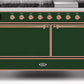 Ilve UM15FDQNS3EGP Majestic Ii 60 Inch Dual Fuel Natural Gas Freestanding Range In Emerald Green With Copper Trim