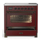 Ilve UMIB36NR3BUB Ilve Umib36Nr3Bub Majestic Iii 36 Inch Induction Range With 6 Elements, 3.5 Cu. Ft. Total Oven Capacity (Triple Glass Door, Burgundy, Burnished)