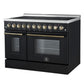 Forno FFSEL601148BLK Forno Paolo 48 Inch Freestanding Electric Range In Black With Antique Brass, 6.7 Cu.Ft, True Convection Oven, Energy Efficient