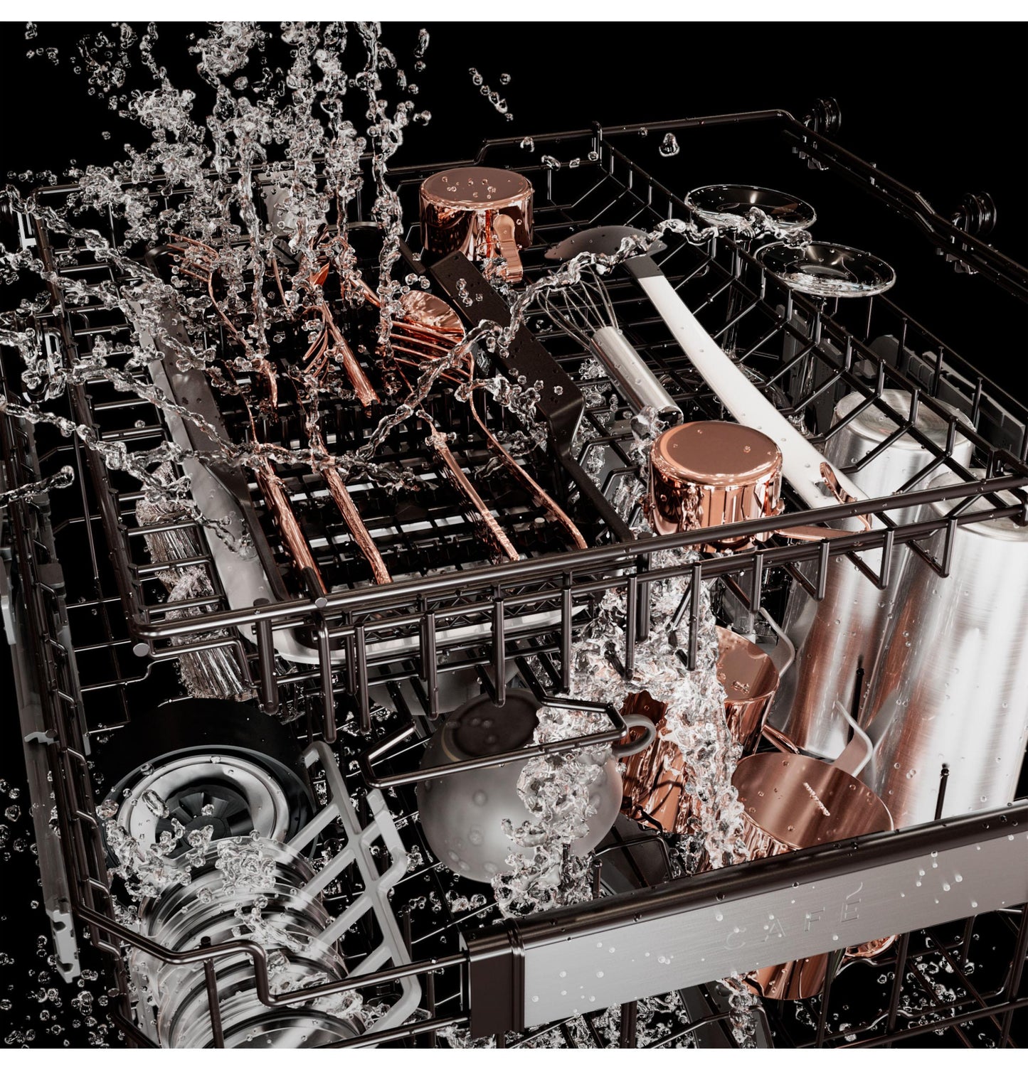 Cafe CDP888M5VS5 Café&#8482; Customfit Energy Star Stainless Interior Smart Dishwasher With Ultra Wash Top Rack And Dual Convection Ultra Dry, Led Lights, 39 Dba In Platinum Glass