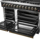 Forno FFSGS615648BLK Galiano 48-Inch Dual Fuel Range Black & Antique Brass Design With 8 Sealed Burners 107,000 Btu, 6.58 Cu. Ft. Double Ovens & Griddle