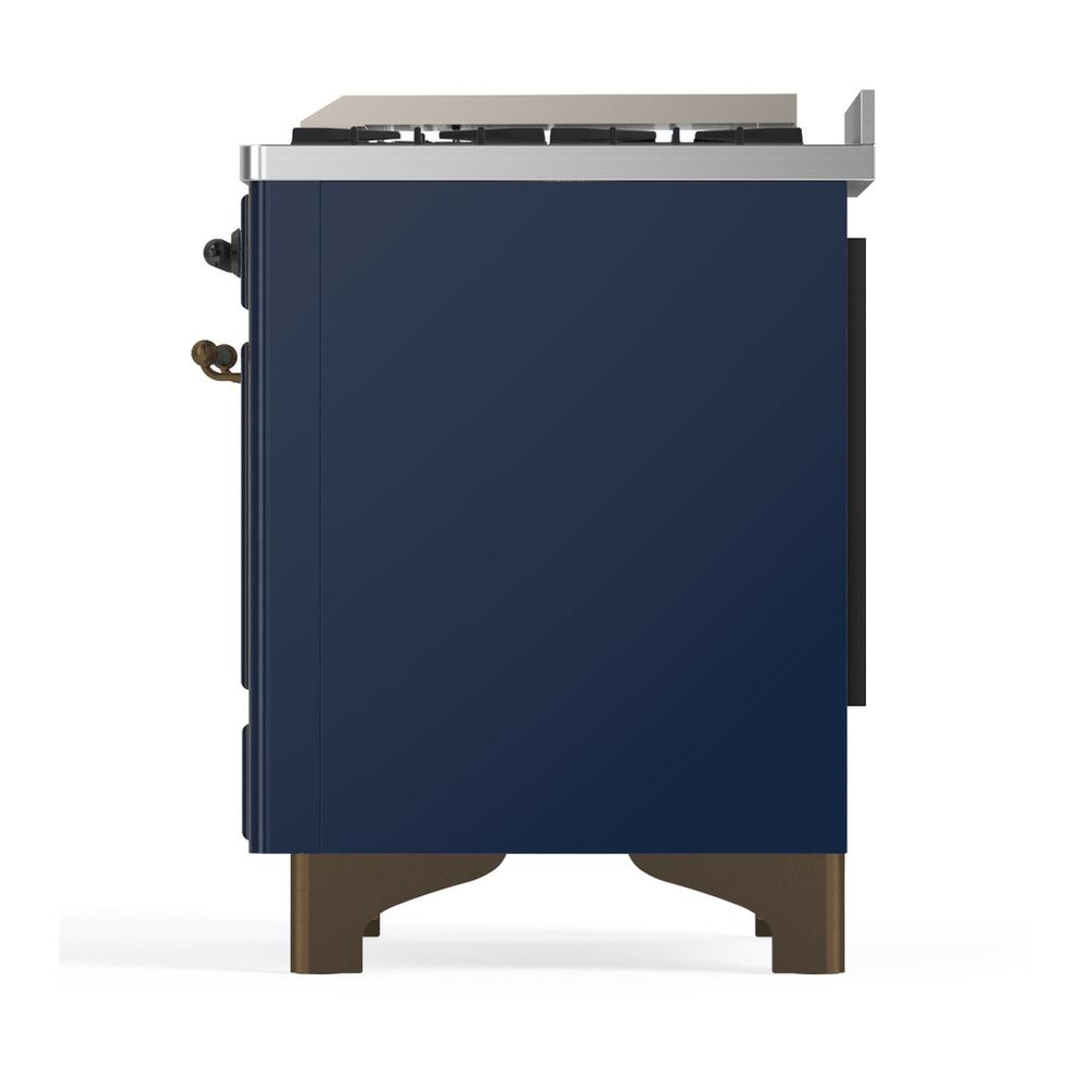 Ilve UM60FSQNR3MBB Ilve Um60Fsqnr3Mbb Majestic Iii 60 Inch Dual Fuel Range With 7 Burners, Griddle And French Top, Dual Function Burner With Up To 25,000 Btu (Natural Gas, Solid Door, Midnight Blue, Burnished)