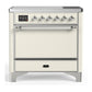 Ilve UMIB36QNR3AWC Ilve Umib36Qnr3Awc Majestic Iii 36 Inch Induction Range With 6 Elements, 3.5 Cu. Ft. Total Oven Capacity (Solid Door, Antique White, Chrome)