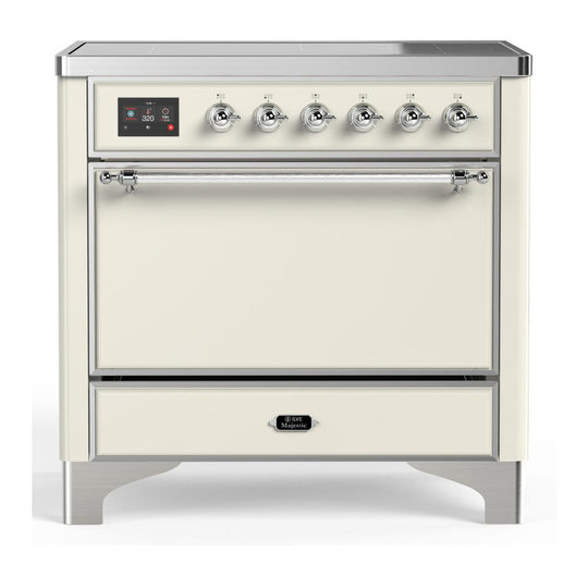 Ilve UMIB36QNR3AWC Ilve Umib36Qnr3Awc Majestic Iii 36 Inch Induction Range With 6 Elements, 3.5 Cu. Ft. Total Oven Capacity (Solid Door, Antique White, Chrome)