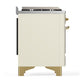 Ilve UM36FNR3AWGLP Ilve Um36Fnr3Awglp Majestic Iii 36 Inch Dual Fuel Range With 6 Black Brass Burners And Griddle, Dual Function Burner Up To 25,000 Btu (Triple Glass Door, Antique White, Brass, Liquid Propane)