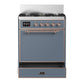Ilve UM30QNR3BGP Ilve Um30Qnr3Bgp Majestic Iii 30 Inch Dual Fuel Range With 5 Black Brass Burners, Dual Function Burner Up To 25,000 Btu (Natural Gas, Solid Door, Blue Grey, Copper)