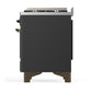 Ilve UM48FNR3MGBLP Ilve Um48Fnr3Mgblp Majestic Iii 48 Inch Dual Fuel Range With 8 Burners And Griddle, Dual Function Burner Up To 25,000 Btu (Liquid Propane, Triple Glass Door, Graphite Matte, Burnished)