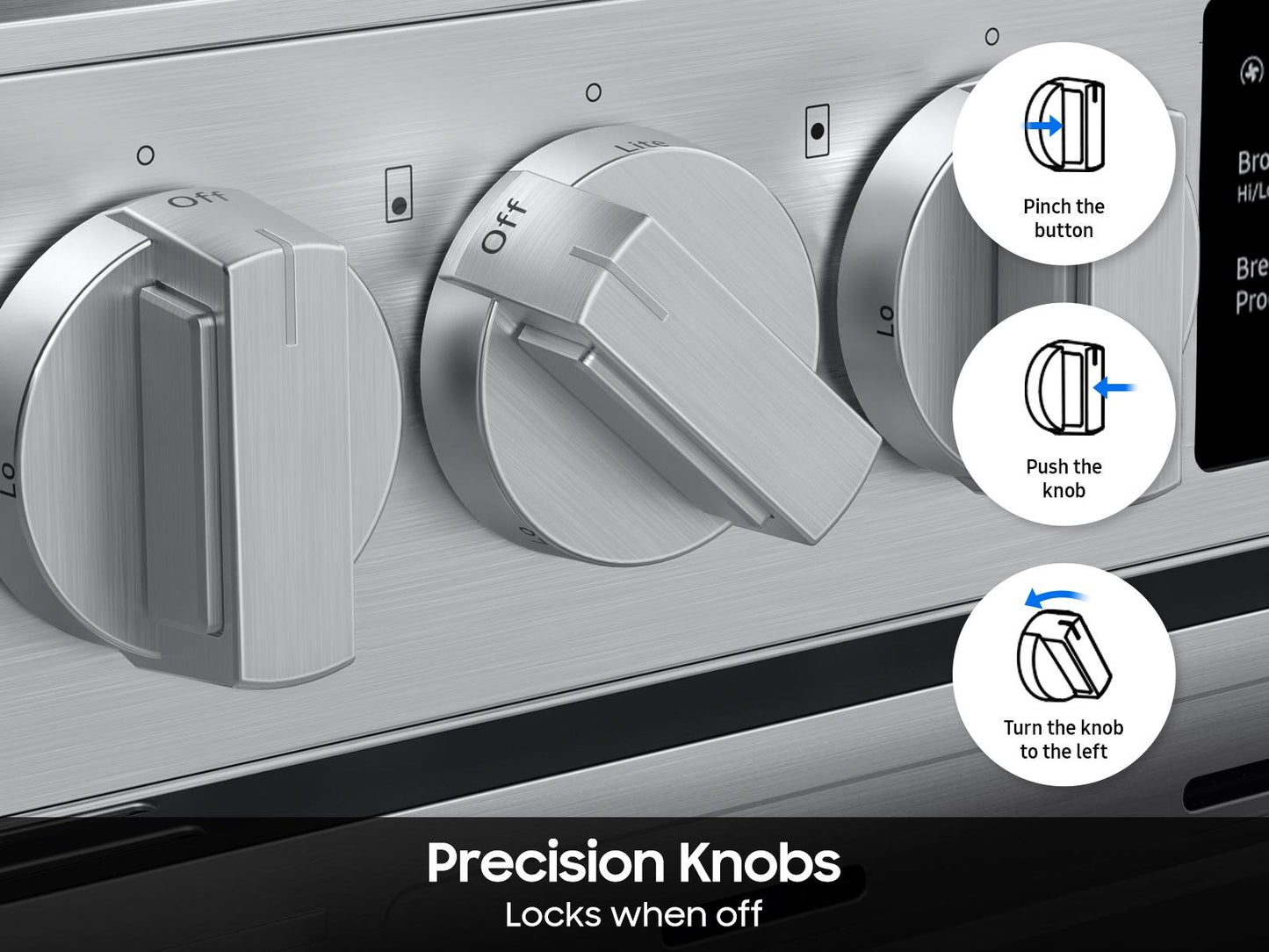 Samsung NSG70H60SR Bespoke Smart Slide-In Gas Range Pro Style Design Air Fry Max Precision Knobs