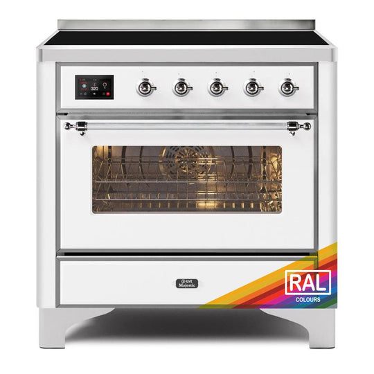 Ilve UMI09NS3RAC Ilve Majestic Ii 36 Umi09Ns3Rac Freestanding Electric Range With Induction Single Oven With Triple Glass Door In Ral Color With Chrome Knobs
