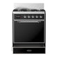 Ilve UM30QNR3BKC Ilve Um30Qnr3Bkc Majestic Iii 30 Inch Dual Fuel Range With 5 Black Brass Burners, Dual Function Burner Up To 25,000 Btu (Natural Gas, Solid Door, Glossy Black, Chrome)