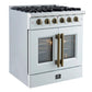 Forno FFSGS644430WHT Forno Galiano 30-Inch French Door Gas Rangenwhite With Antique Brass Design, 5 Burners,N68,000 Btu, 4.32 Cu.Ft. Convection Oven