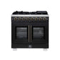 Forno FFSGS638736BLK Forno Capriasca 36 Inch Freestanding French Door Dual Fuel Range In Black With Antique Brass Accessories, 6 Burners, True Convection Oven