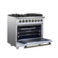 Forno FFSGS612536WHT Forno Massimo 36 Inch Freestanding Dual Fuel Range In White With Antique Brass Accessories, 6 Burners, 5.36 Cu. Ft. Convection Oven