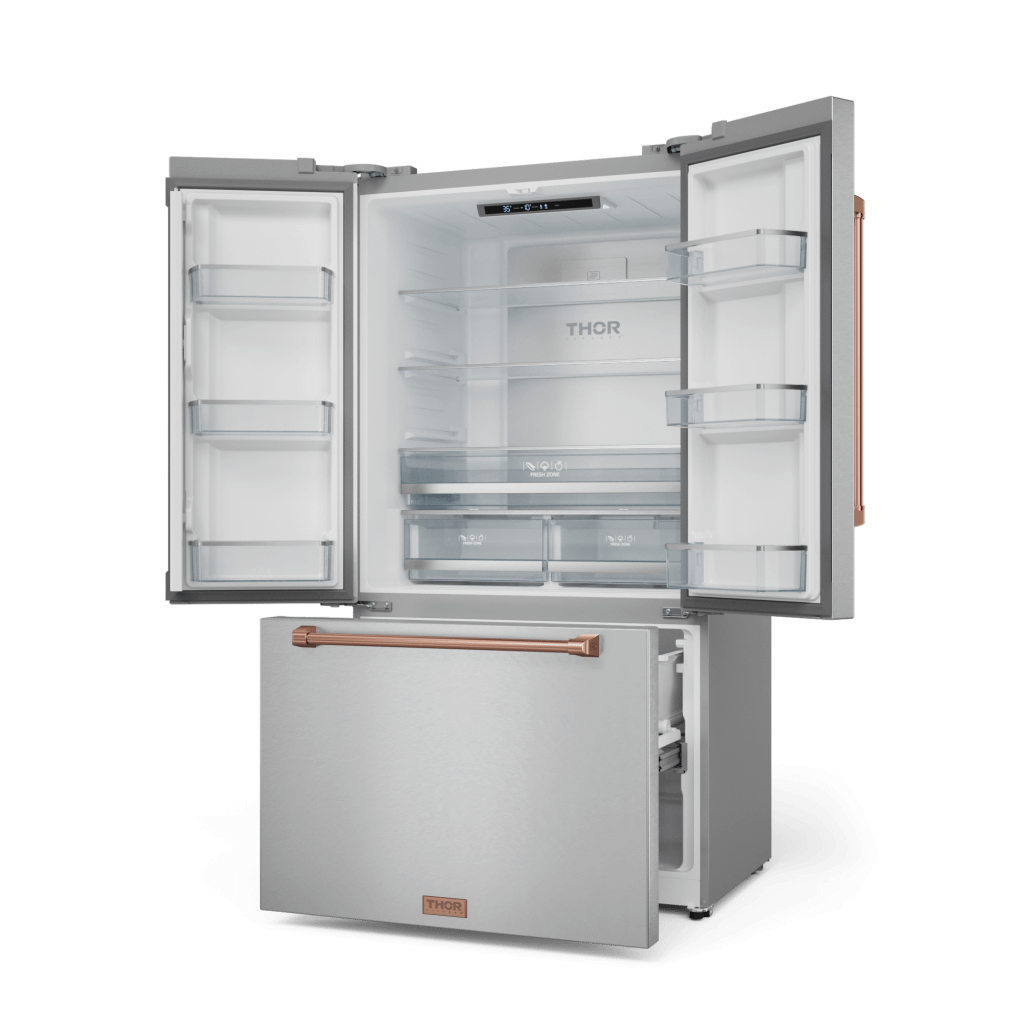 Thor Kitchen RF3621CTD99RSG 36 Inch 20.3 Cu Ft French Door Counter Depth Refrigerator With Ice Maker In Stainless Steel/Rose Gold Gordon Ramsay Series - Rf3621Ctd99-Rsg