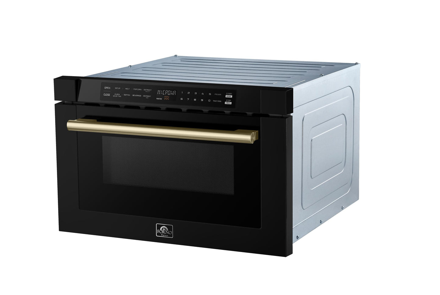 Forno FMWDR300024BLK Forno Capoliveri Espresso 24-Inch Microwave Drawer, Black, 1.2 Cu.Ft, 1500 Watts, Built-In, Touch Control Lcd Display, Auto-Touch Open/Close, 11 Power Levels, Sensor Cooking