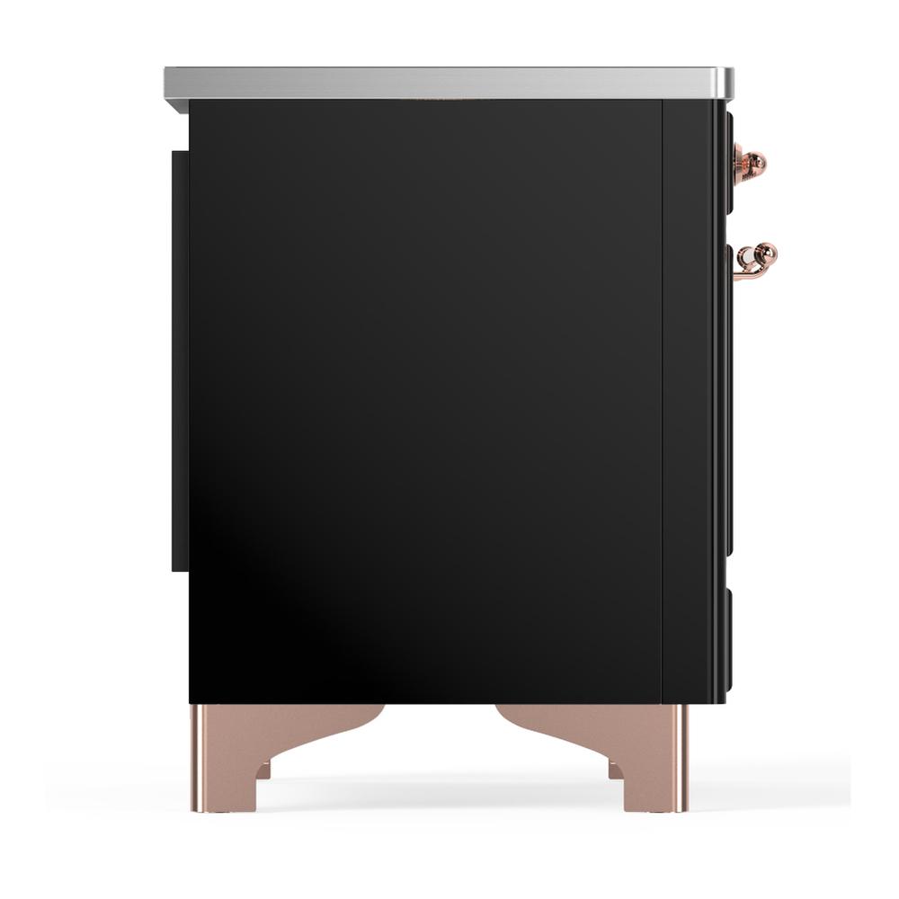 Ilve UMDIB40NR3BKP Ilve Umdib40Nr3Bkp Majestic Iii 40 Inch Induction Range With 6 Elements, 3.82 Cu. Ft. Total Oven Capacity (Triple Glass Door, Glossy Black, Copper)