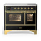 Ilve UMDIB40NR3BKG Ilve Umdib40Nr3Bkg Majestic Iii 40 Inch Induction Range With 6 Elements, 3.82 Cu. Ft. Total Oven Capacity (Triple Glass Door, Glossy Black, Brass)