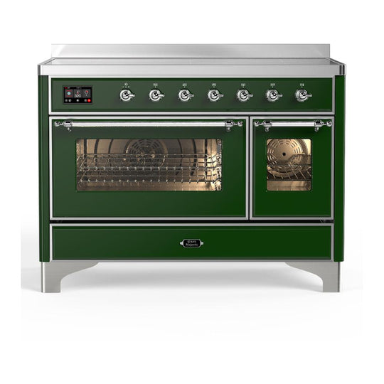Ilve UMIB48NR3EGC Ilve Umib48Nr3Egc Majestic Iii 48 Inch Induction Range With 6 Elements, 5.02 Cu. Ft. Total Oven Capacity (Triple Glass Door, Emerald Green, Chrome)