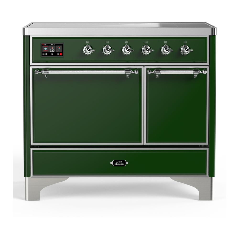 Ilve UMDIB40QNR3EGC Ilve Umdib40Qnr3Egc Majestic Iii 40 Inch Induction Range With 6 Elements, 3.82 Cu. Ft. Total Oven Capacity (Solid Door, Emerald Green, Chrome)