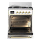 Ilve UM30QNR3RAG Ilve Um30Qnr3Rag Majestic Iii 30 Inch Dual Fuel Range With 5 Black Brass Burners, Dual Function Burner Up To 25,000 Btu (Natural Gas, Solid Door, Ral, Brass)