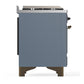 Ilve UM60FQNR3BGBLP Ilve Um60Fqnr3Bgblp Majestic Iii 60 Inch Dual Fuel Range With 9 Burners And Griddle, Dual Function Burner Up To 25,000 Btu (Liquid Propane, Solid Door, Blue Grey, Burnished)