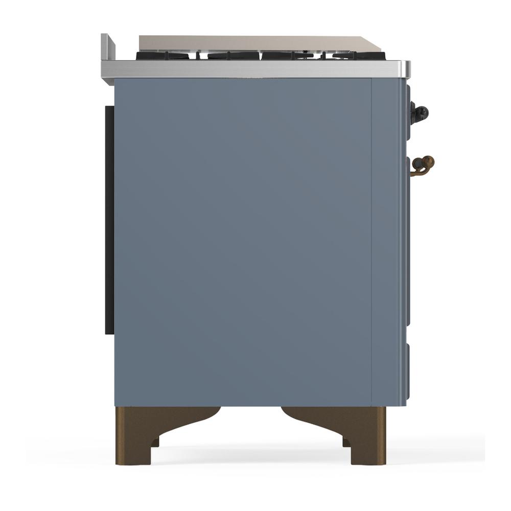 Ilve UM60FQNR3BGBLP Ilve Um60Fqnr3Bgblp Majestic Iii 60 Inch Dual Fuel Range With 9 Burners And Griddle, Dual Function Burner Up To 25,000 Btu (Liquid Propane, Solid Door, Blue Grey, Burnished)