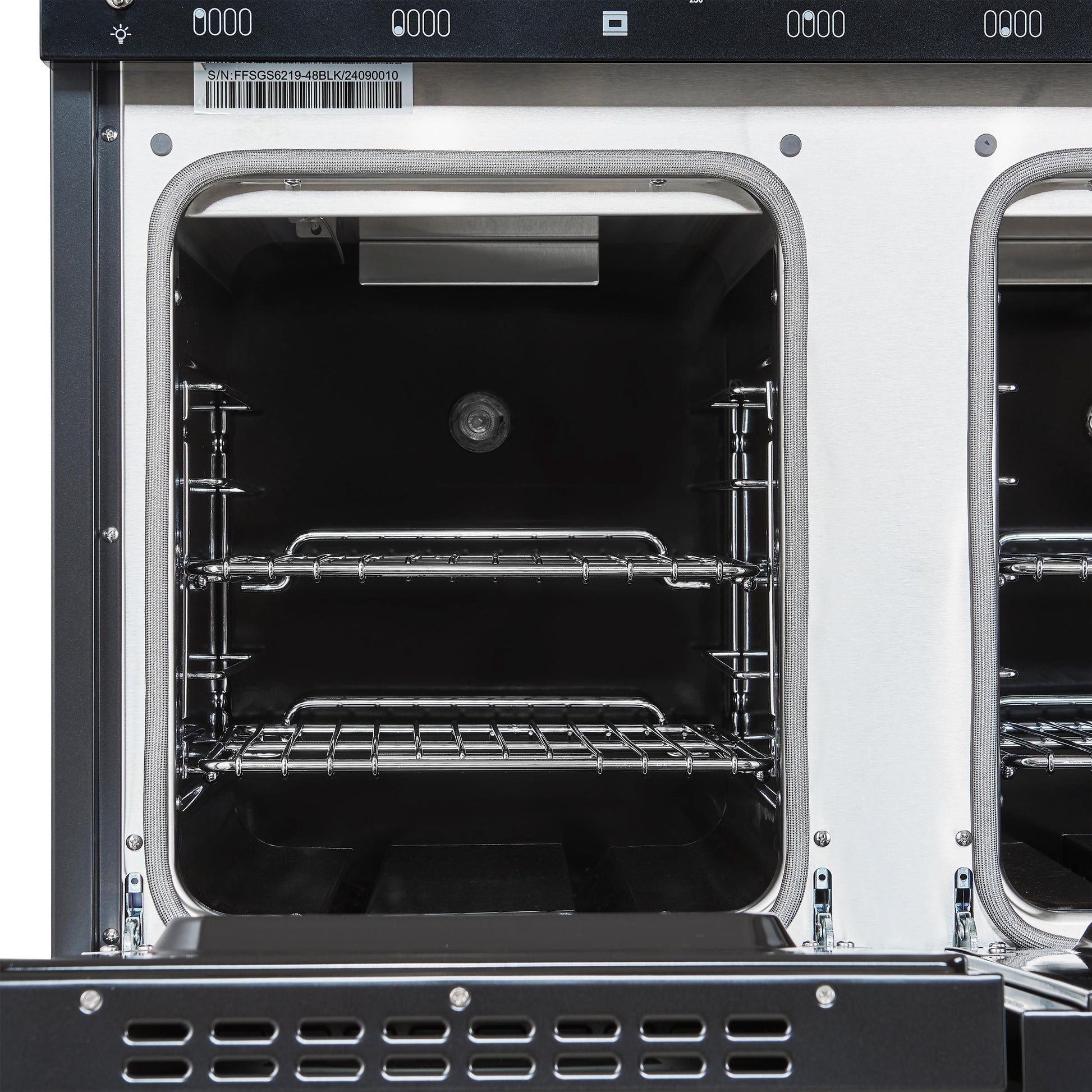 Forno FFSGS621948BLK Forno Antico 48-Inch Freestanding Gas Range, Black, Antique Brass Design, 8 Burners, Griddle, Double Ovens, Energy Efficient