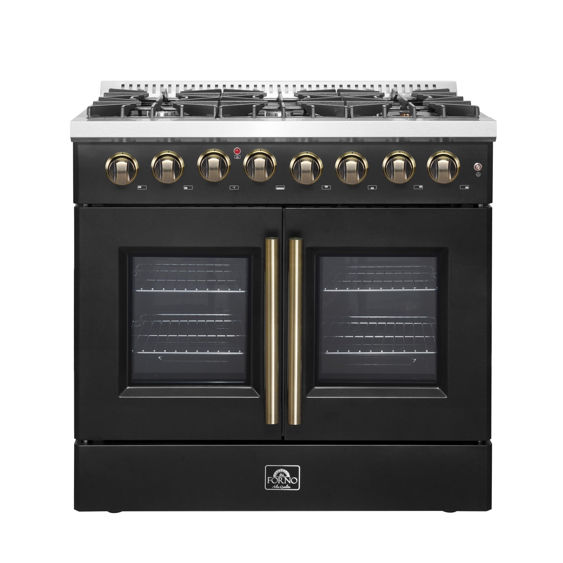 Forno FFSGS635636BLK Forno Galiano 36-Inch Freestanding French Door Dual Fuel Range Black