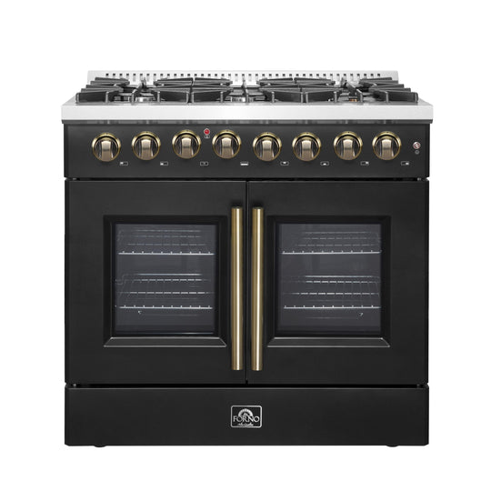 Forno FFSGS635636BLK Forno Galiano 36-Inch Freestanding French Door Dual Fuel Range Black