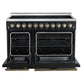 Forno FFSEL601148BLK Forno Paolo 48 Inch Freestanding Electric Range In Black With Antique Brass, 6.7 Cu.Ft, True Convection Oven, Energy Efficient