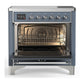 Ilve UMIB36QNR3BGC Ilve Umib36Qnr3Bgc Majestic Iii 36 Inch Induction Range With 6 Elements, 3.5 Cu. Ft. Total Oven Capacity (Solid Door, Blue Grey, Chrome)