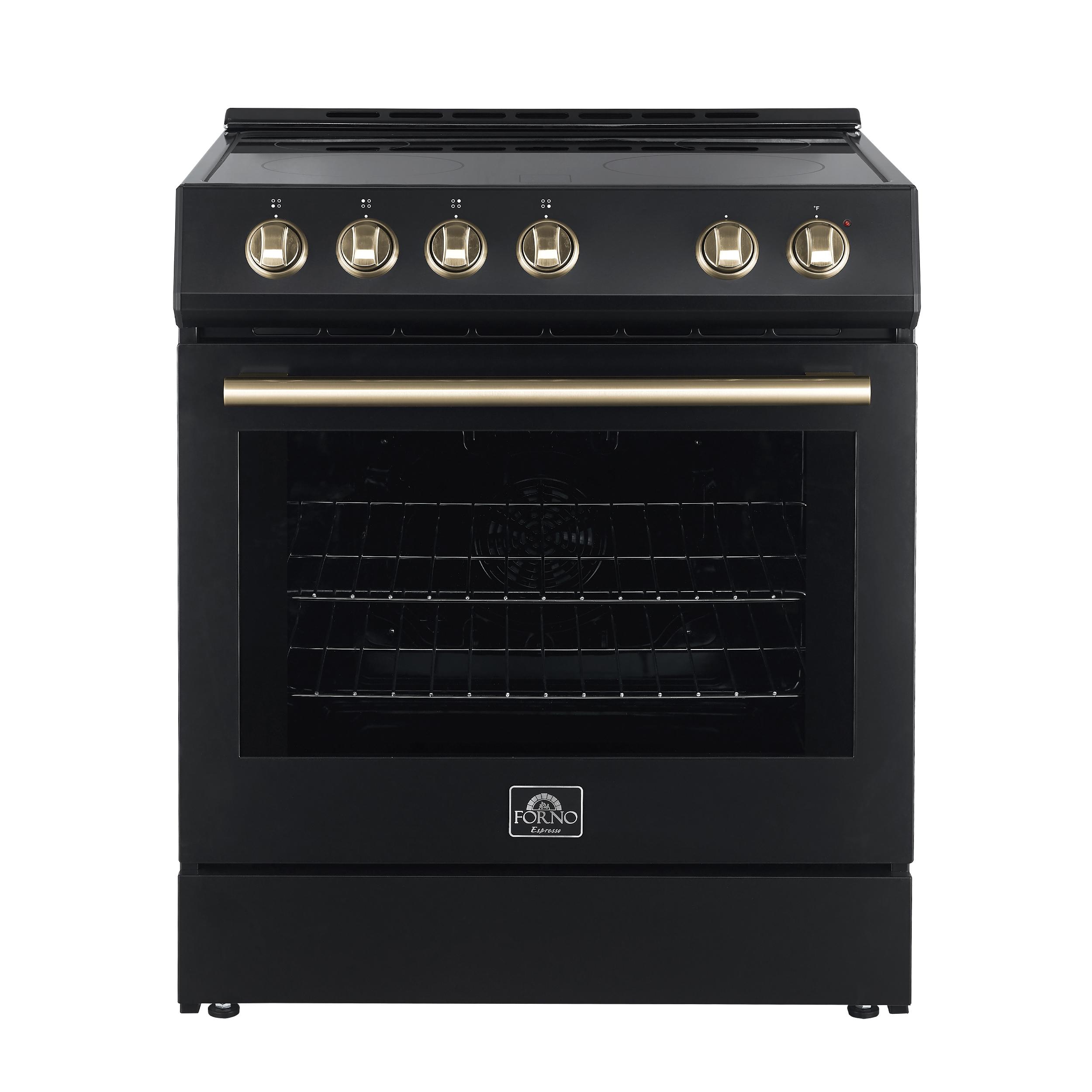 Forno FFSEL602230BLK Forno Leonardo Espresso 30-Inch Black Electric Range, True Convection, Energy Efficient
