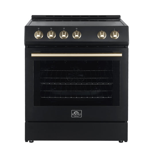 Forno FFSEL602230BLK Forno Leonardo Espresso 30-Inch Black Electric Range, True Convection, Energy Efficient