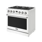Thor Kitchen ARG36WLP 36 Inch Liquid Propane Range In White - Contemporary Professional