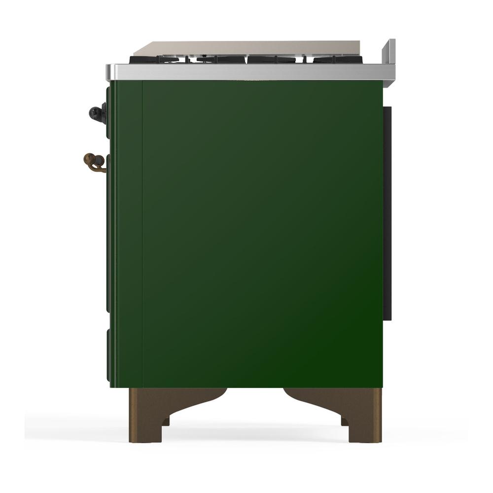 Ilve UM48FQNR3EGB Ilve Um48Fqnr3Egb Majestic Iii 48 Inch Dual Fuel Range With 8 Burners And Griddle, Dual Function Burner Up To 25,000 Btu (Natural Gas, Solid Door, Emerald Green, Burnished)